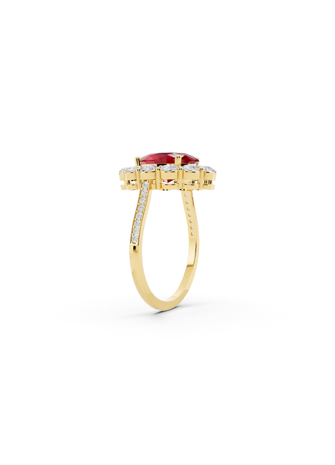 Oval Ruby Halo Ring
