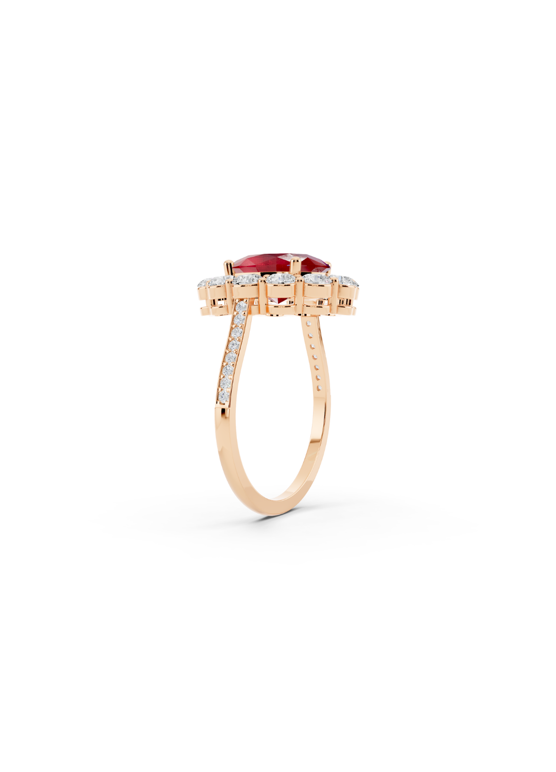 Oval Ruby Halo Ring