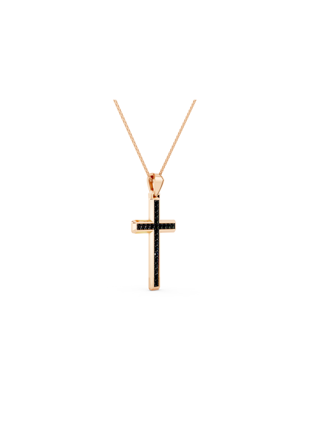 Black Diamond Cross Pendant Necklace