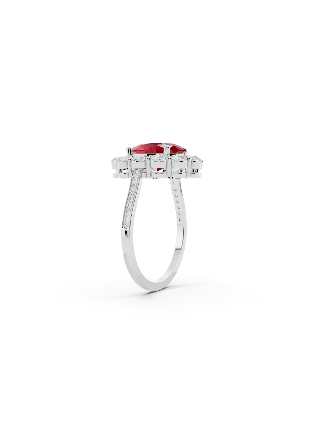 Oval Ruby Halo Ring