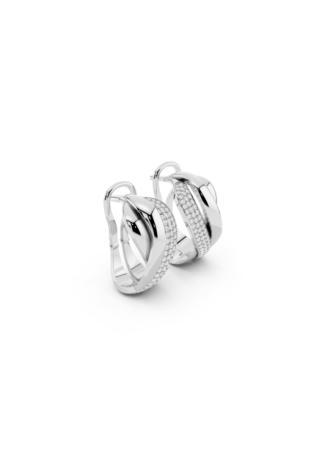 Two-Tone Crossover Diamond Earrings