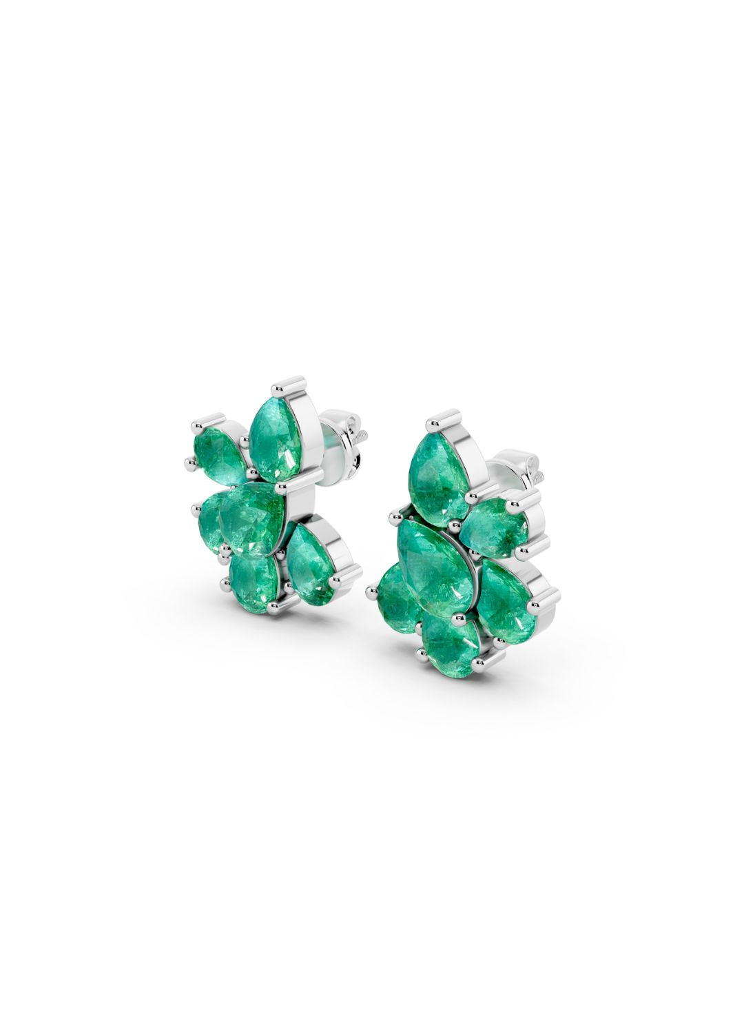 Emerald Floral Stud Earrings