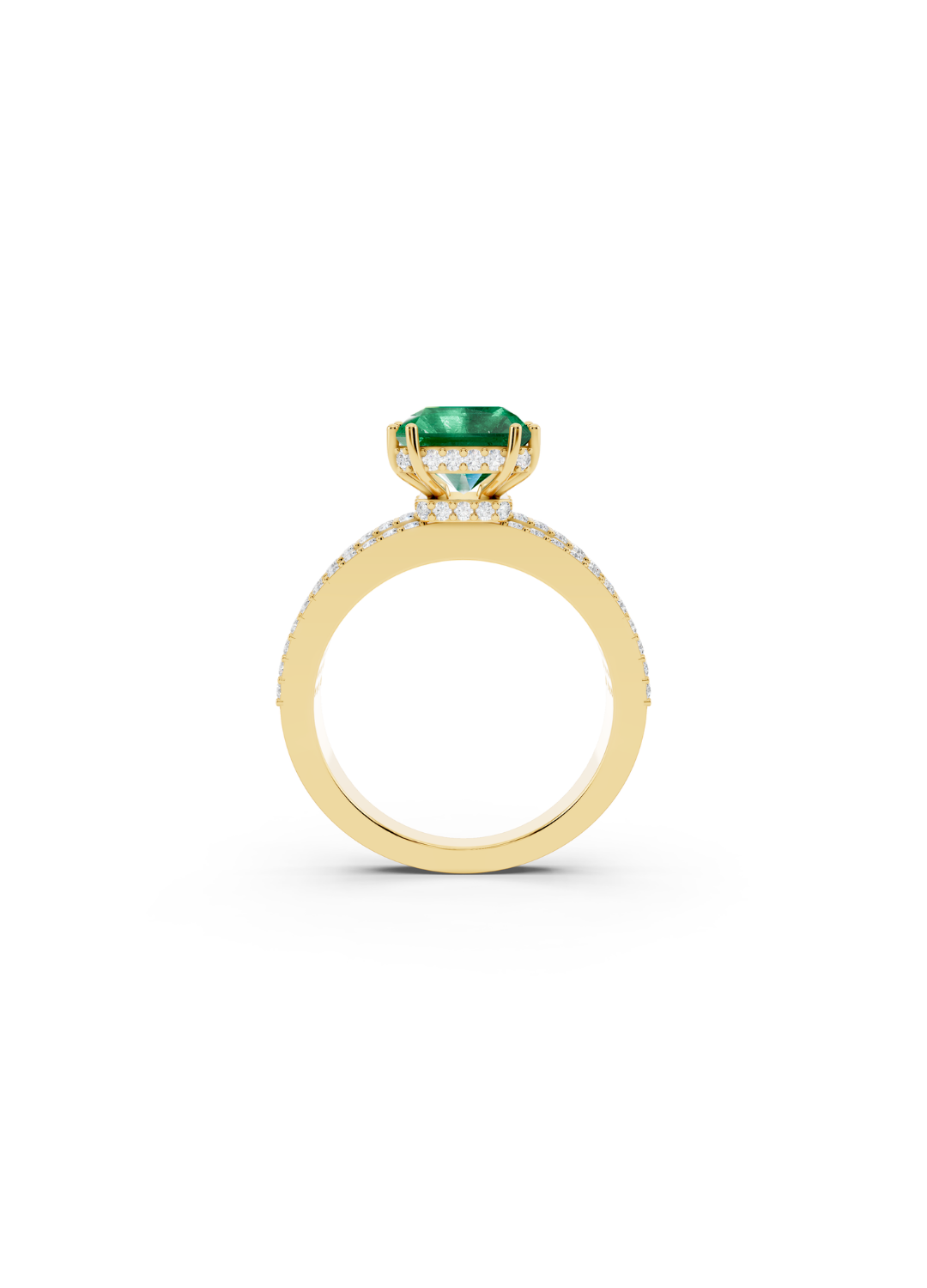 Emerald-Cut Emerald Double-Band Ring