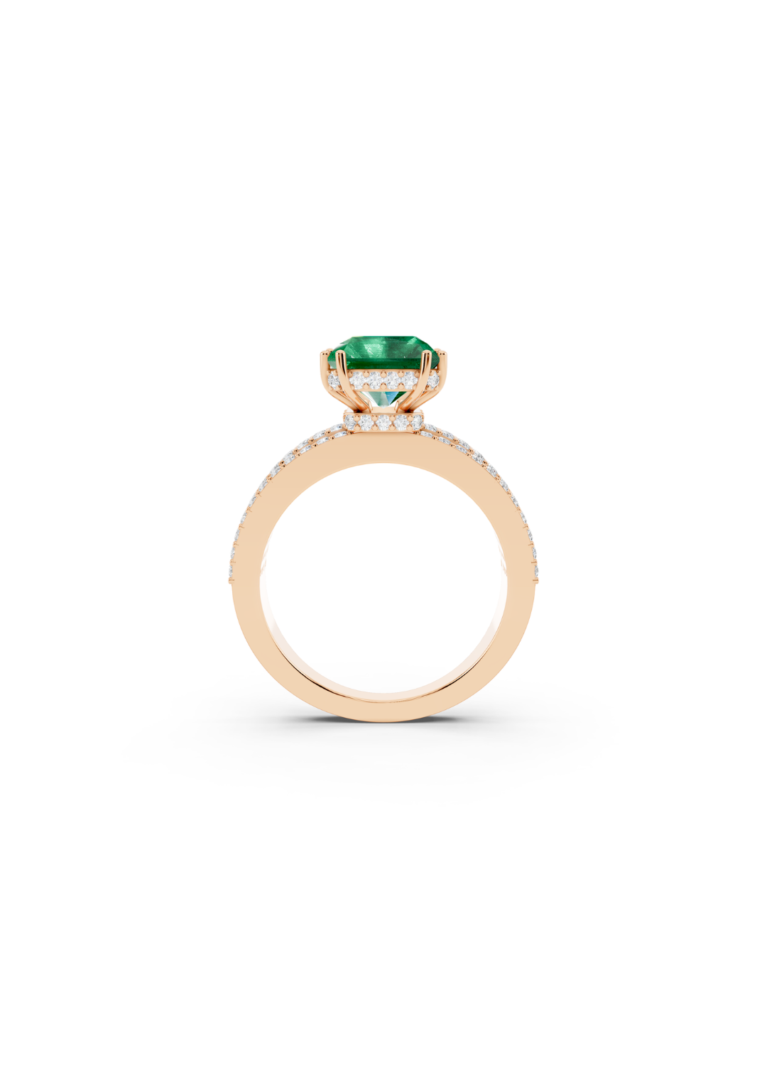Emerald-Cut Emerald Double-Band Ring