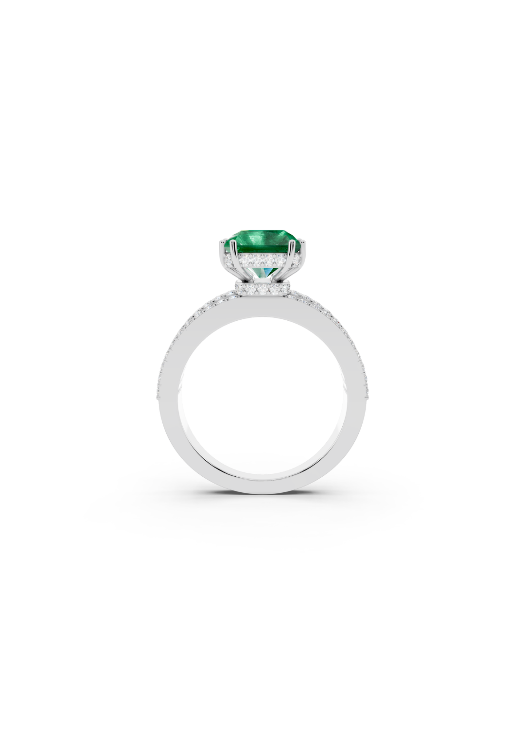 Emerald-Cut Emerald Double-Band Ring
