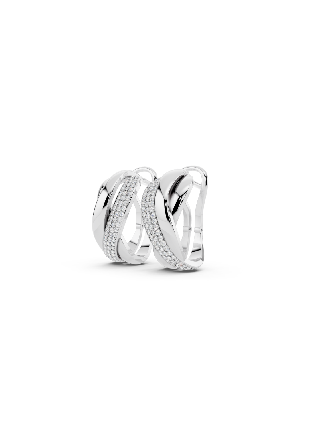 Two-Tone Crossover Diamond Earrings