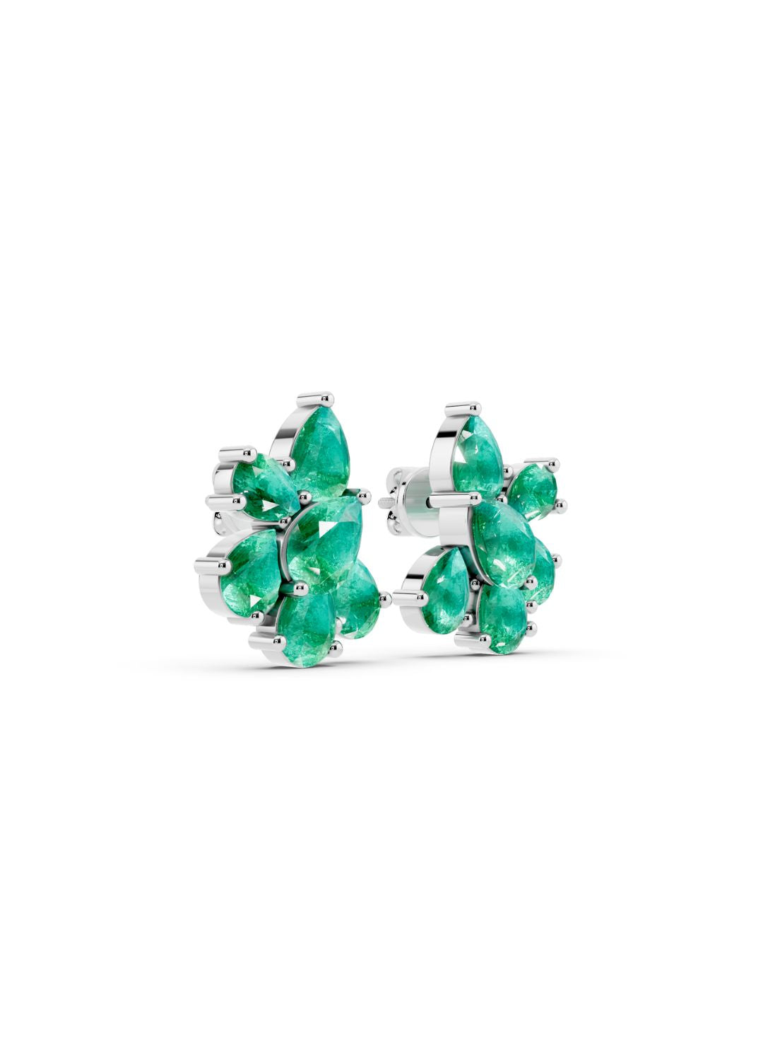 Emerald Floral Stud Earrings