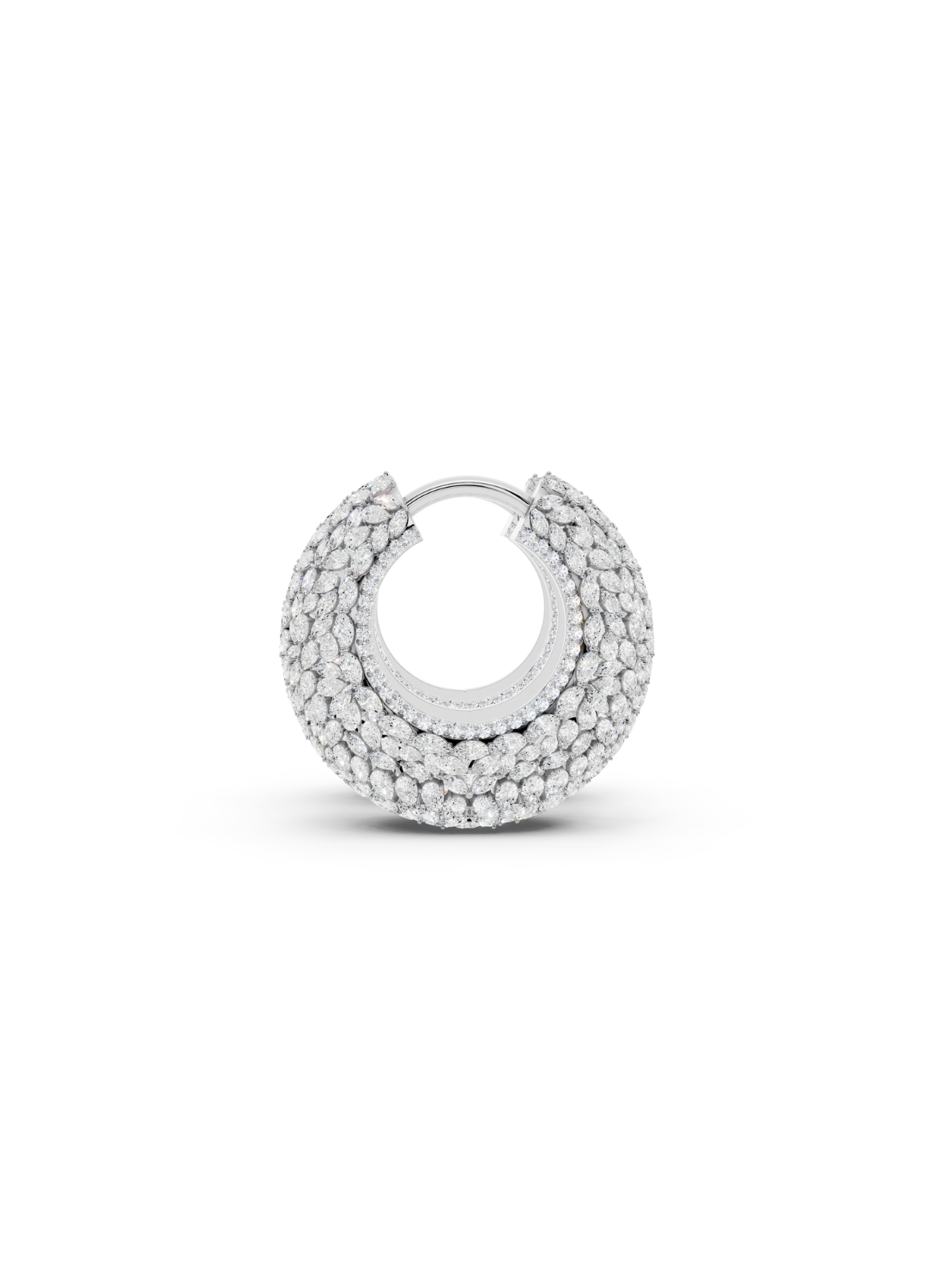 Diamond Dome Hoop Earrings