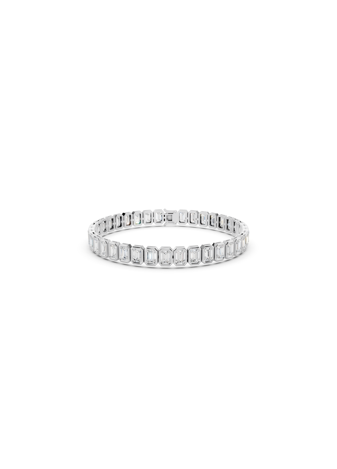 Bezel Emerald Cut Tennis Bracelet