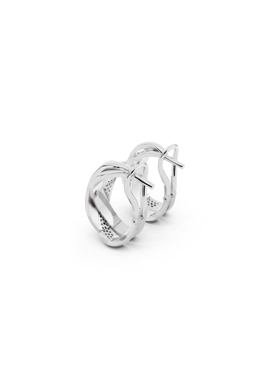 Two-Tone Crossover Diamond Earrings