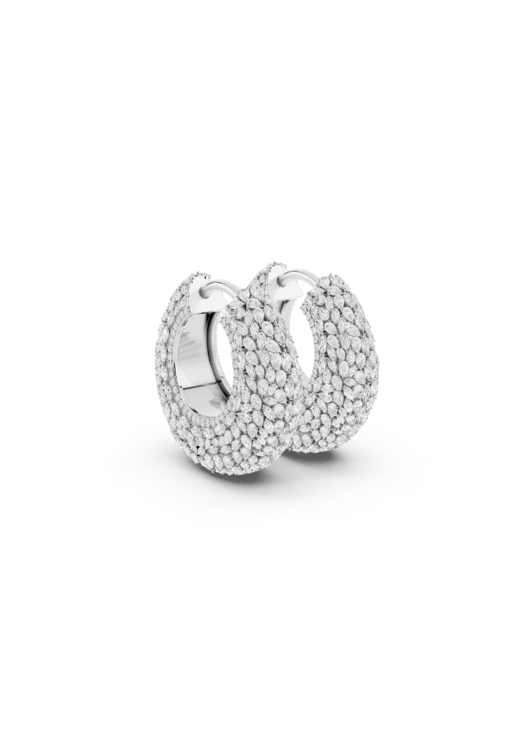 Diamond Dome Hoop Earrings