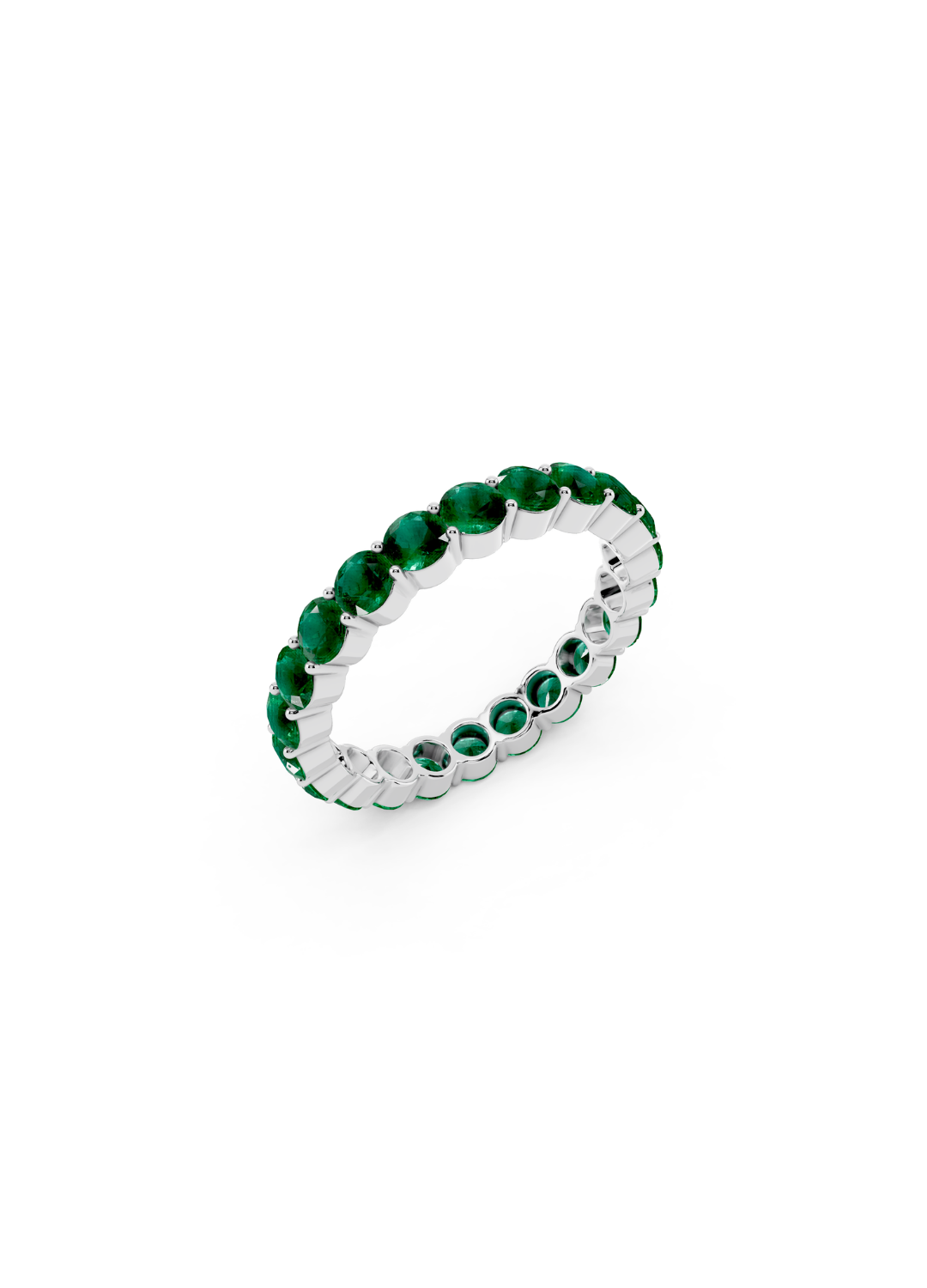 Round Emerald Eternity Band