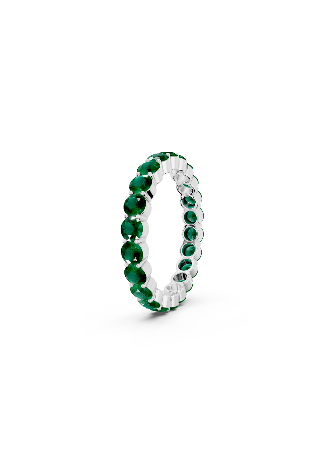 Round Emerald Eternity Band