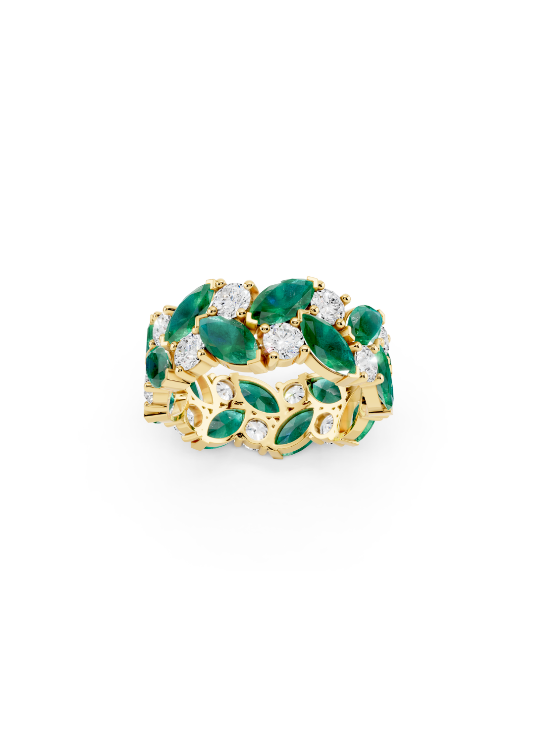 Emerald and Diamond Eternity Band