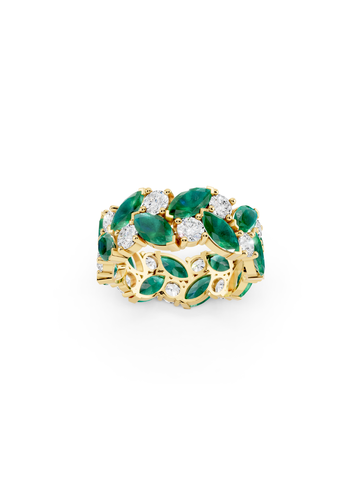 Emerald and Diamond Eternity Band