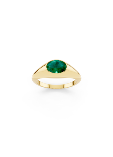 Oval Emerald Signet Ring