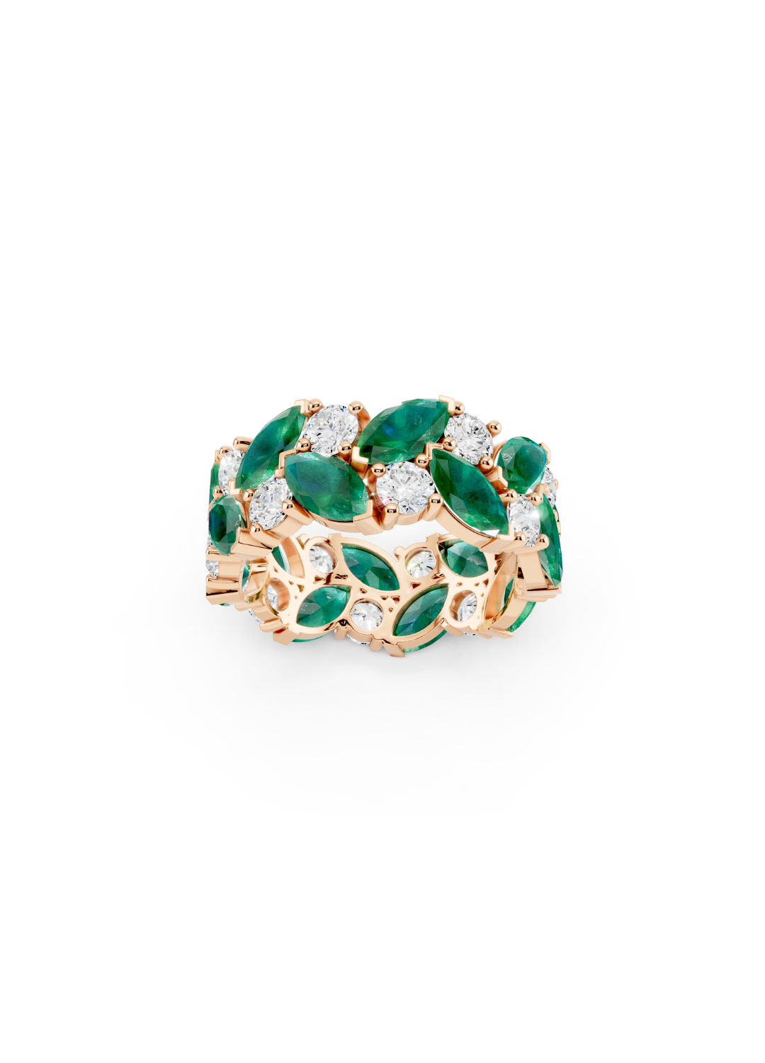 Emerald and Diamond Eternity Band