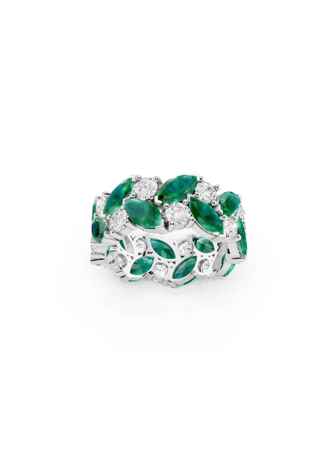 Emerald and Diamond Eternity Band