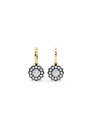 Round Diamond Cluster Drop Earrings