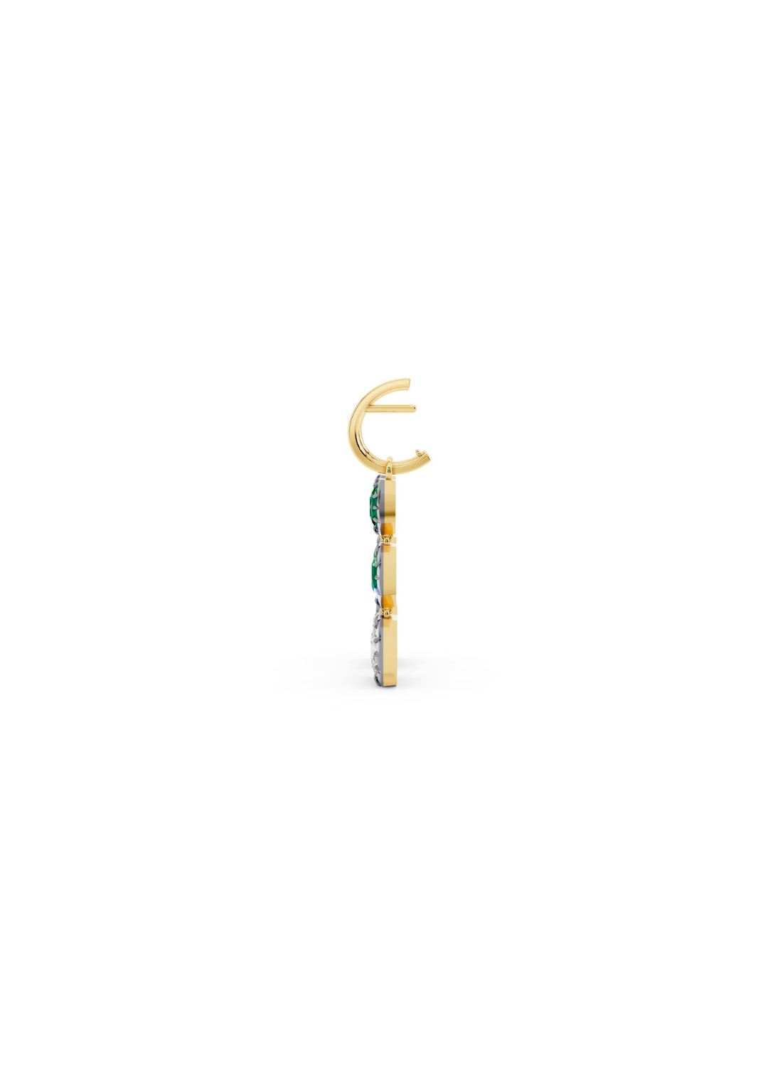 Tri-Stone Emerald & Diamond Drop Earrings