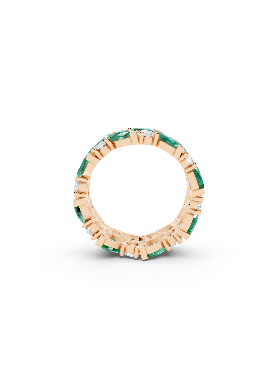 Emerald and Diamond Eternity Band