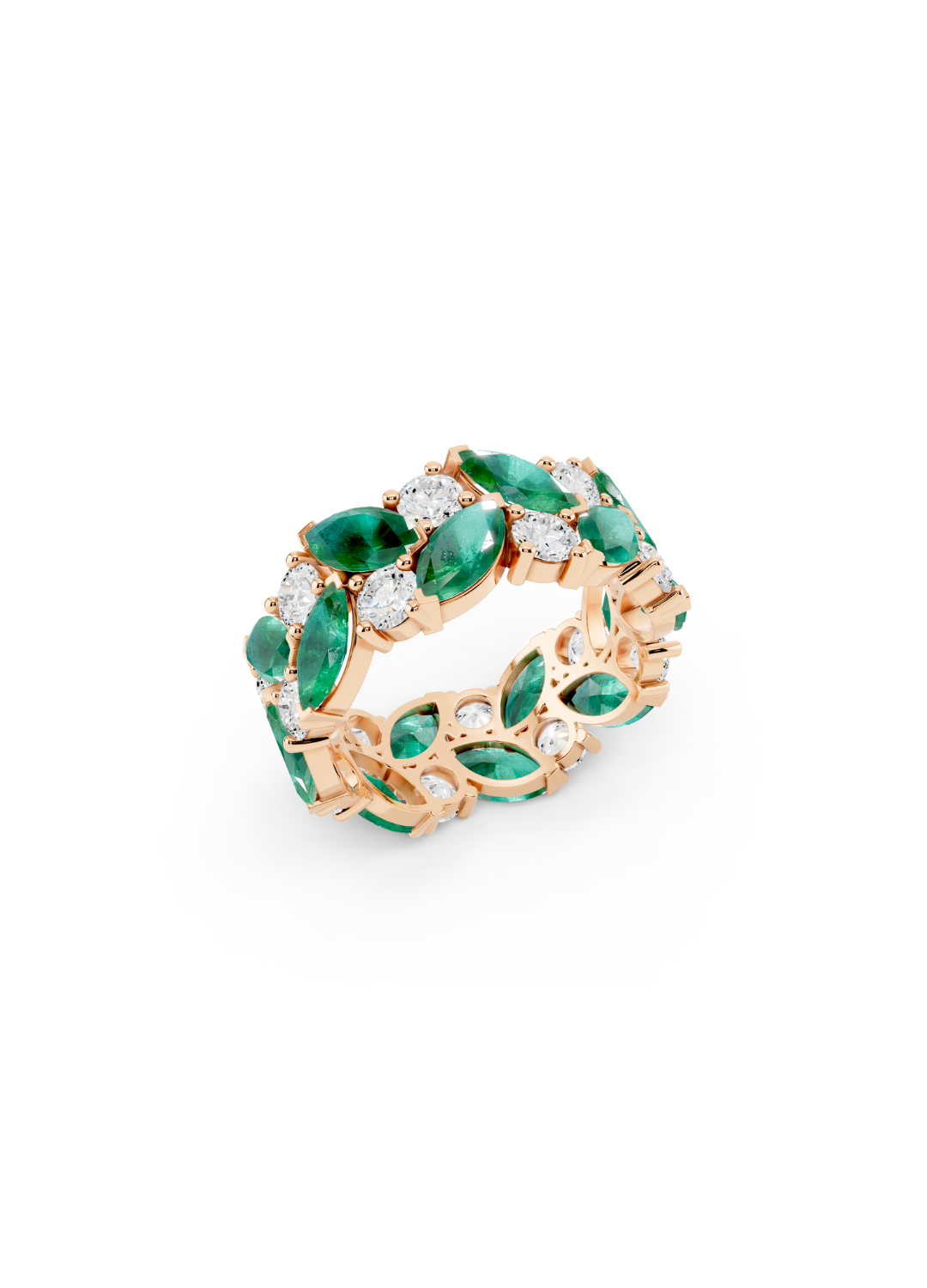 Emerald and Diamond Eternity Band