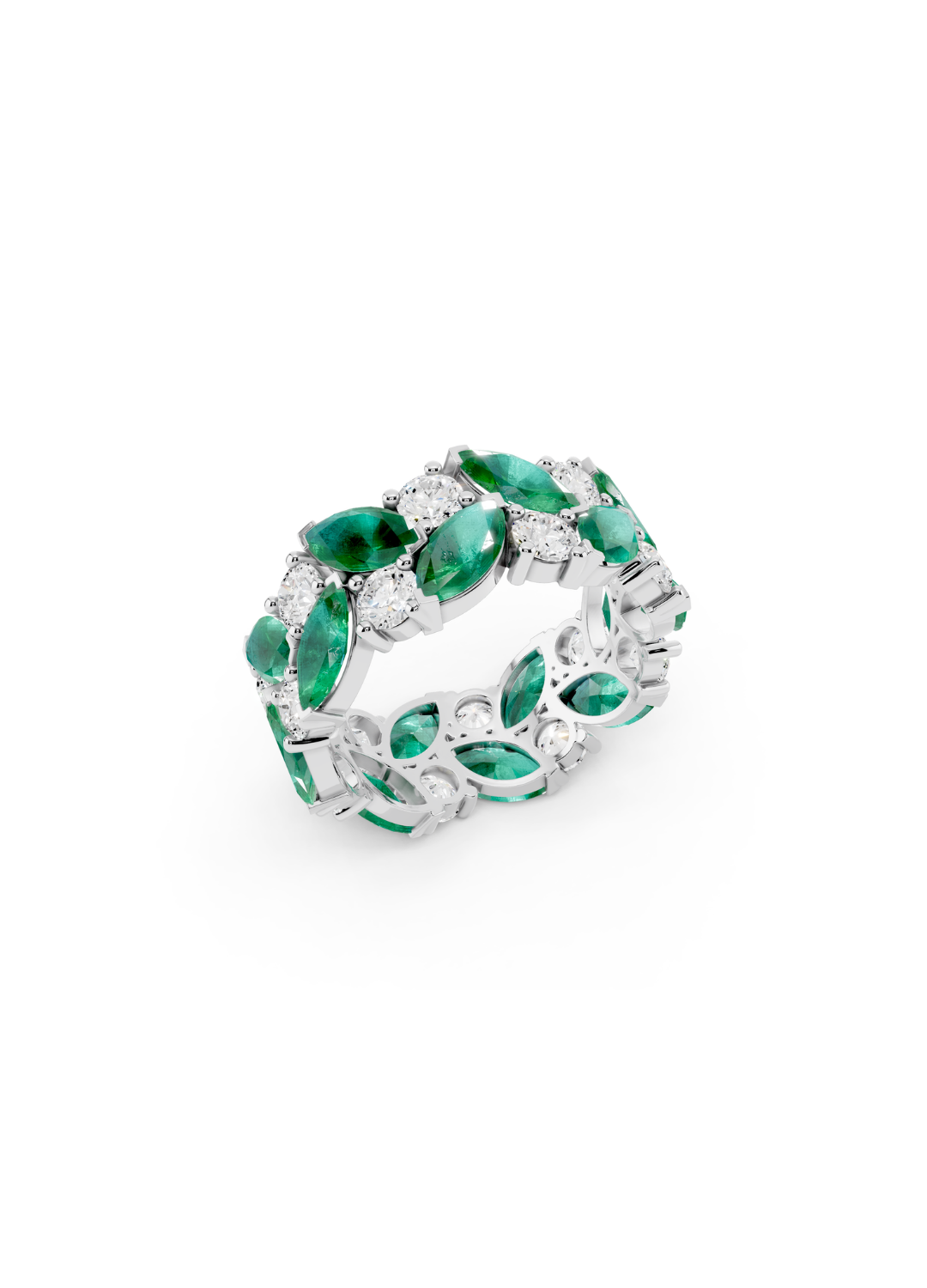 Emerald and Diamond Eternity Band