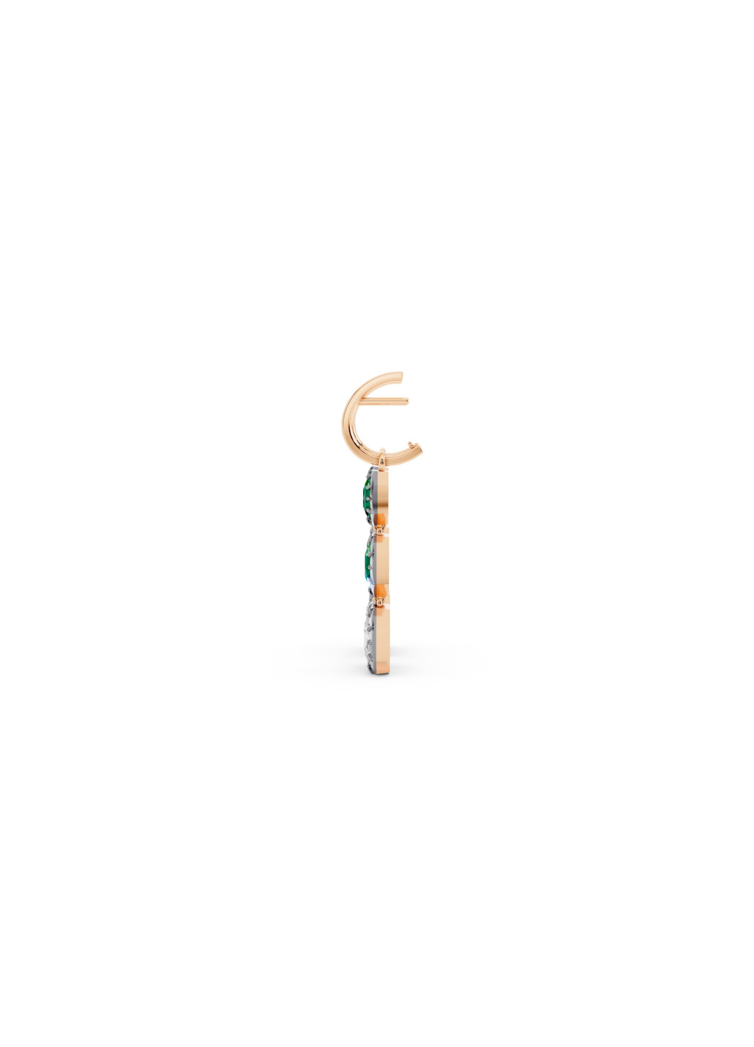 Tri-Stone Emerald & Diamond Drop Earrings