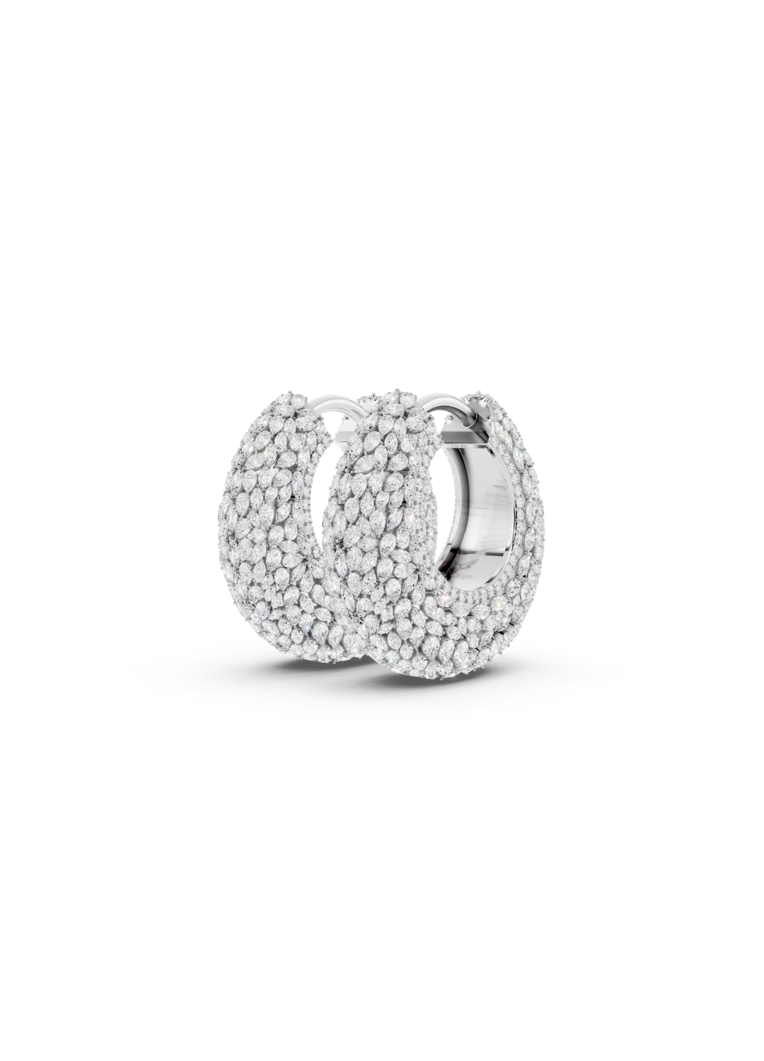 Diamond Dome Hoop Earrings