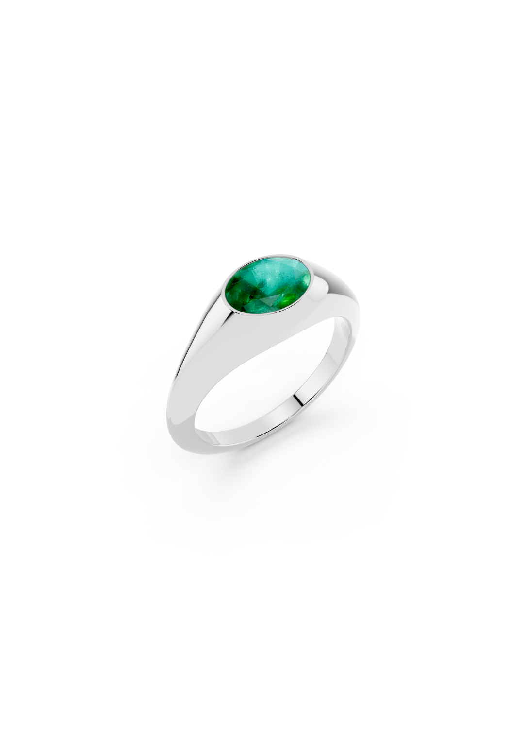 Oval Emerald Signet Ring