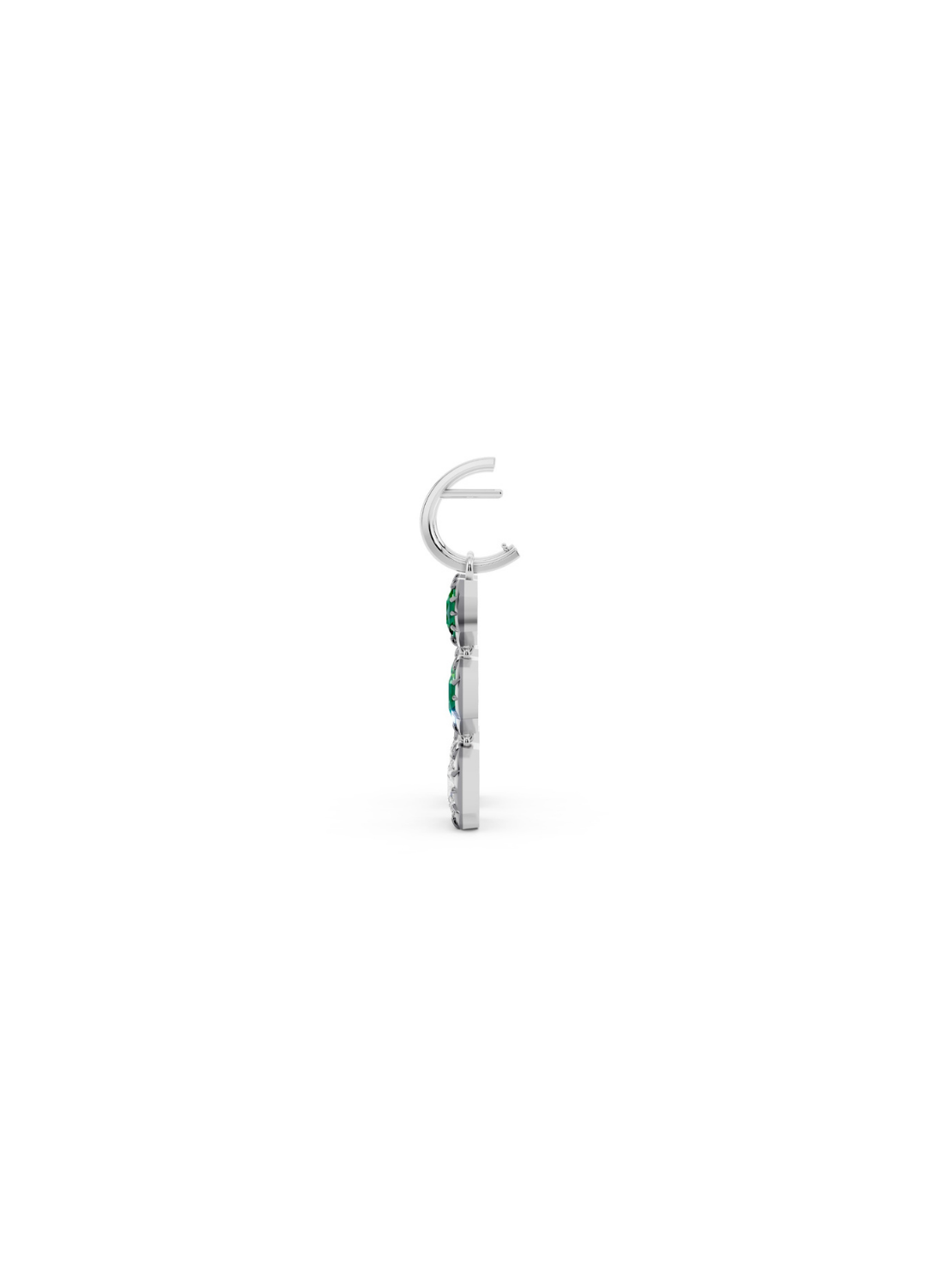Tri-Stone Emerald & Diamond Drop Earrings
