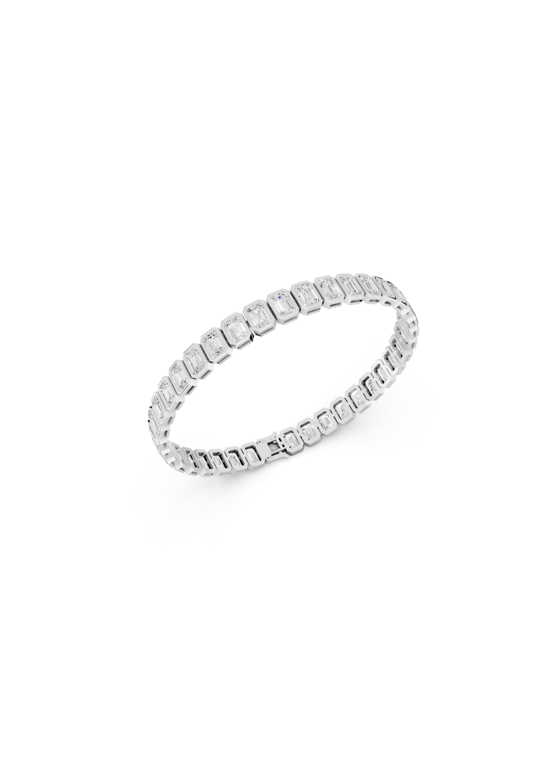 Bezel Emerald Cut Tennis Bracelet