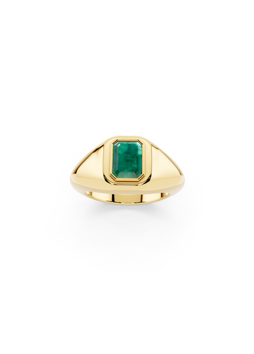 Emerald Bezel Signet Ring