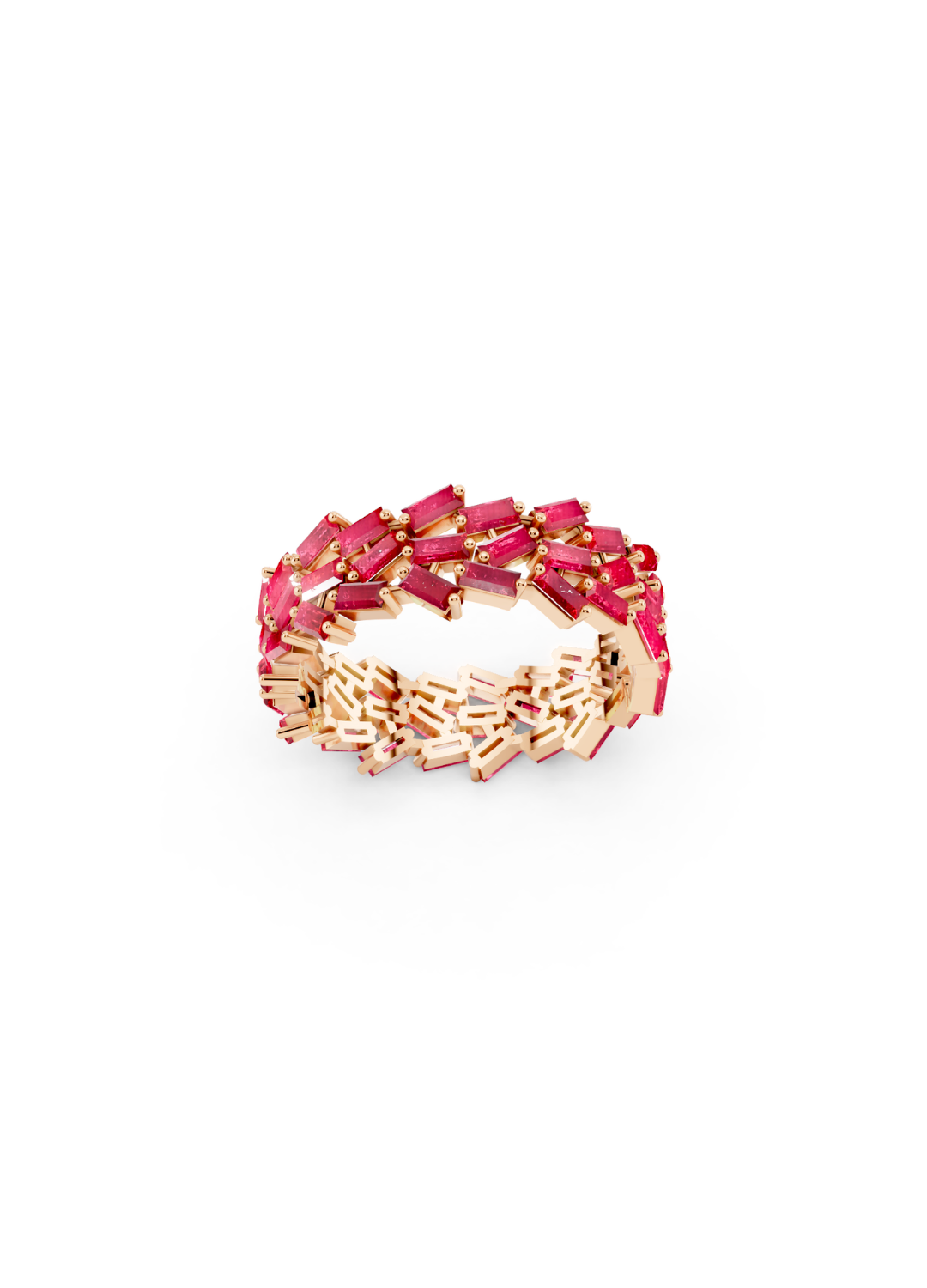 Multi-Row Ruby Cluster Ring