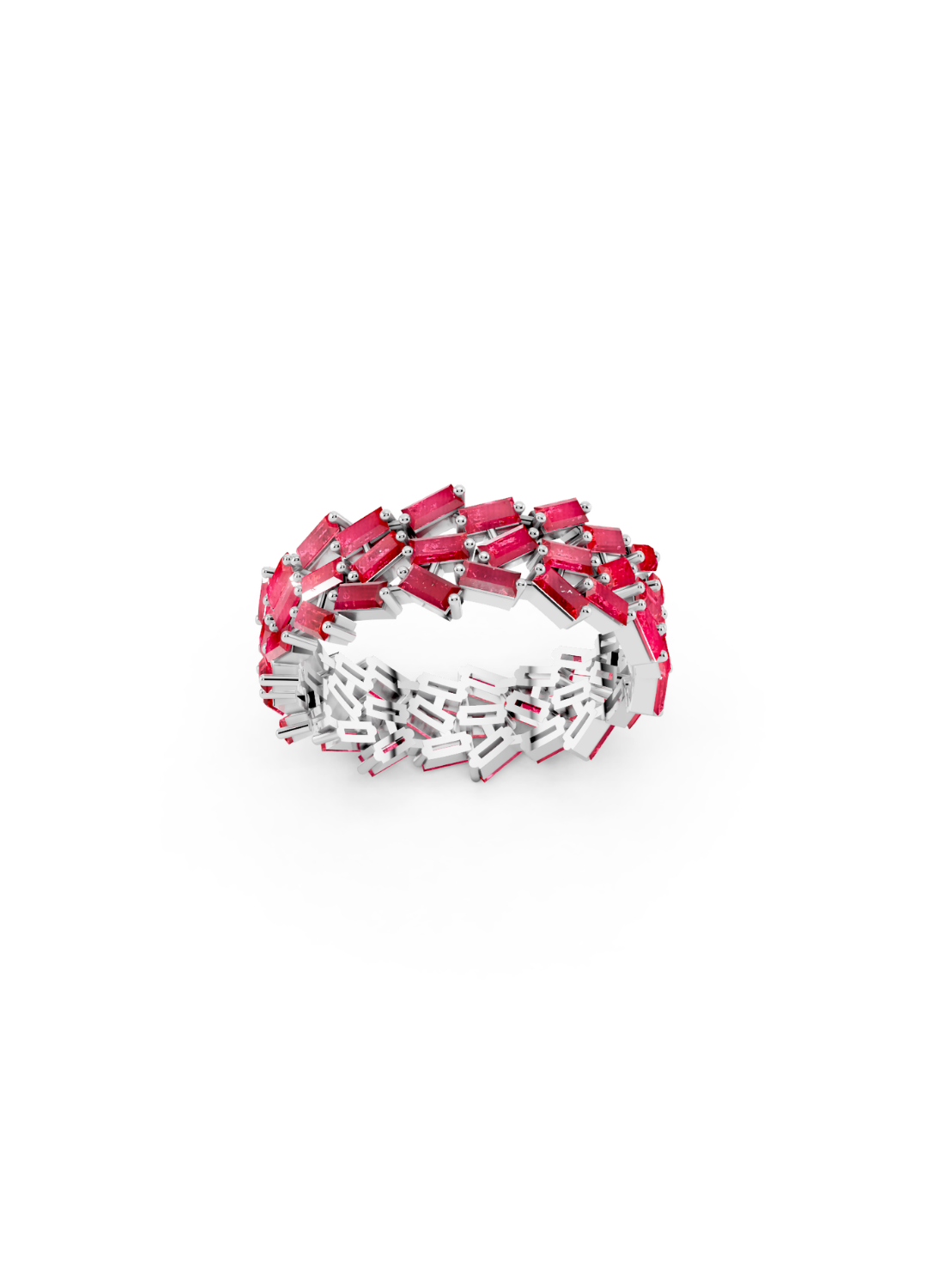Multi-Row Ruby Cluster Ring