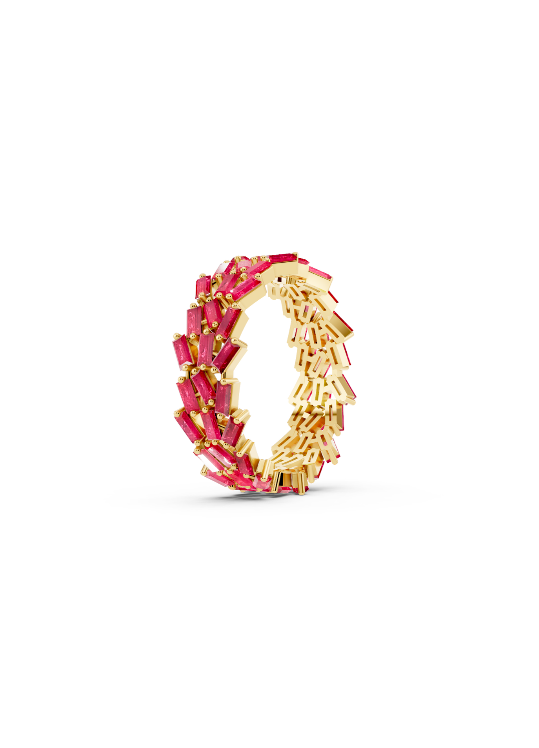 Multi-Row Ruby Cluster Ring