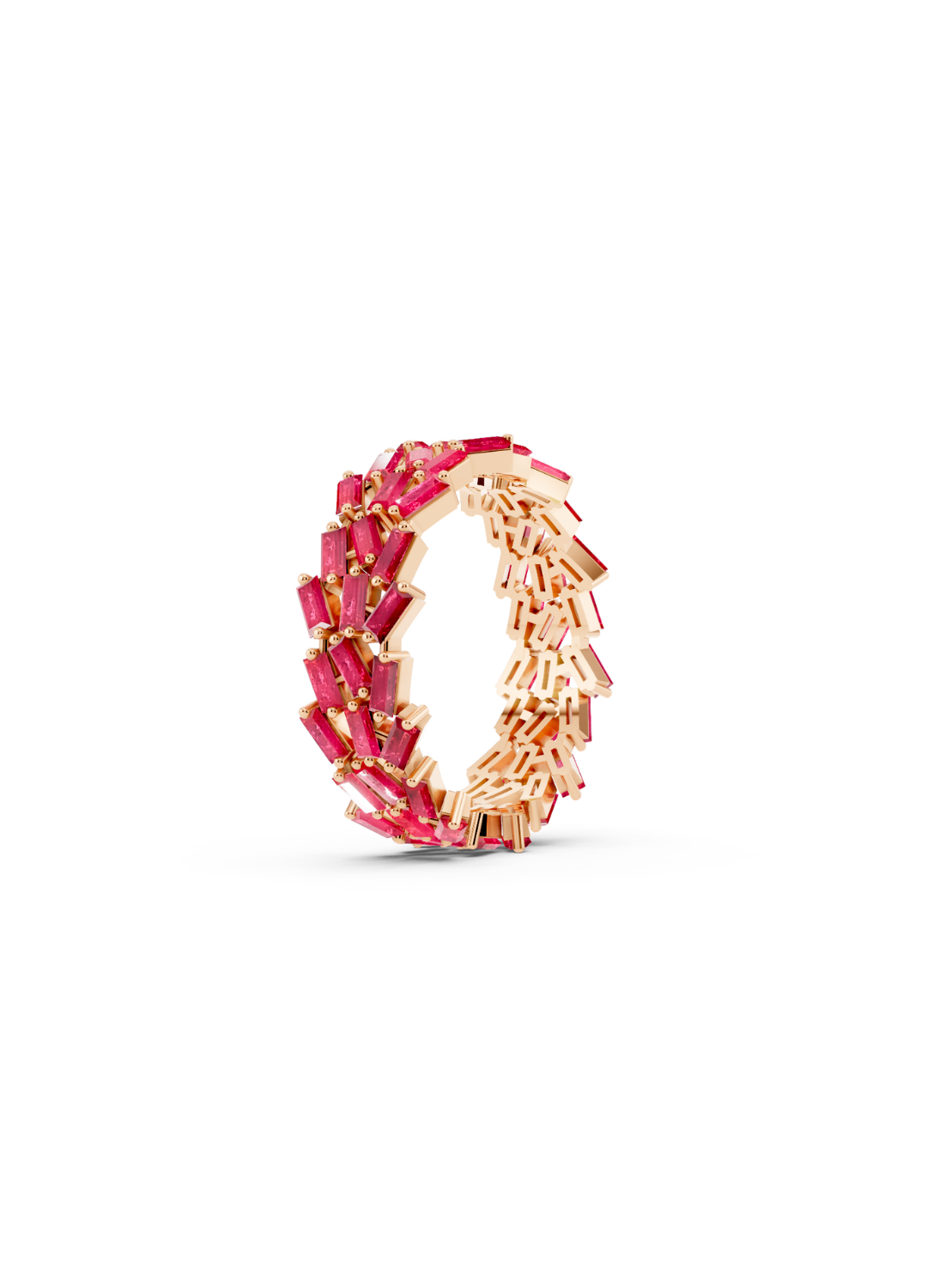 Multi-Row Ruby Cluster Ring