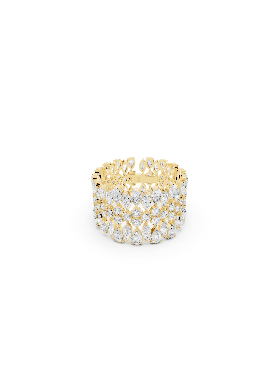 Multi-Row Pear-Cut Diamond Statement Bracelet