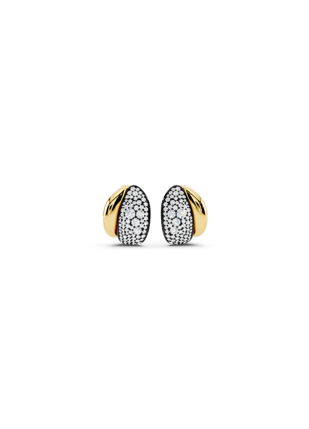 Pavé & Plain Domed Hoop Earring