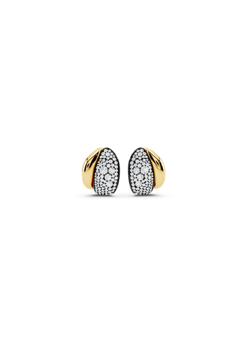 Pavé & Plain Domed Hoop Earring