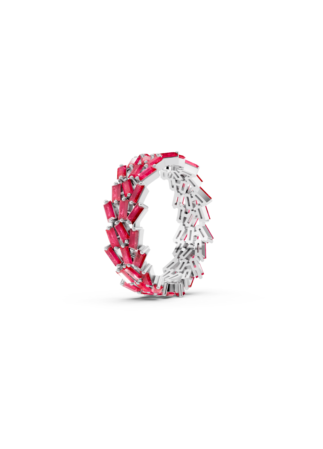 Multi-Row Ruby Cluster Ring