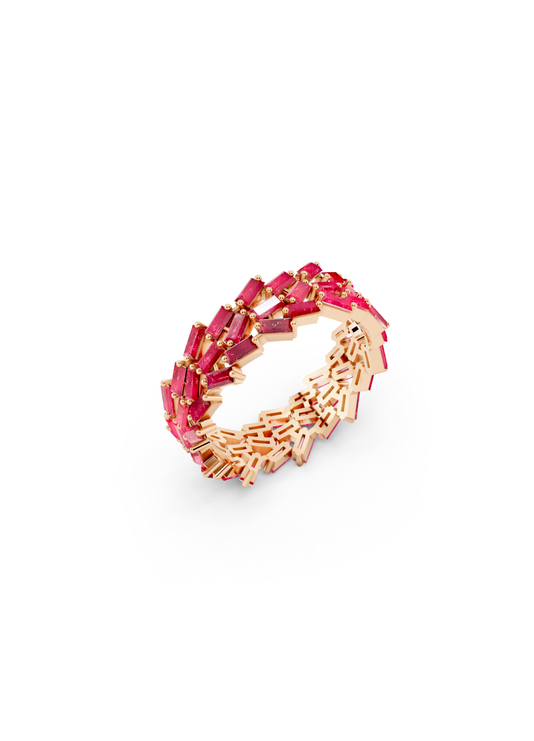Multi-Row Ruby Cluster Ring