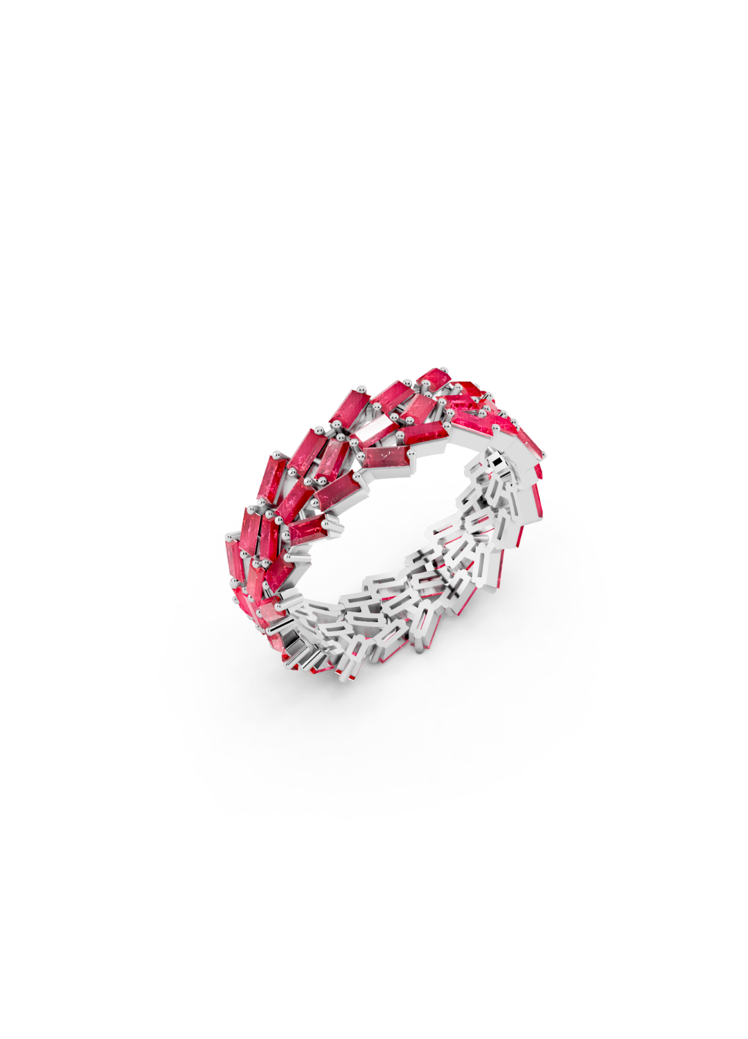 Multi-Row Ruby Cluster Ring