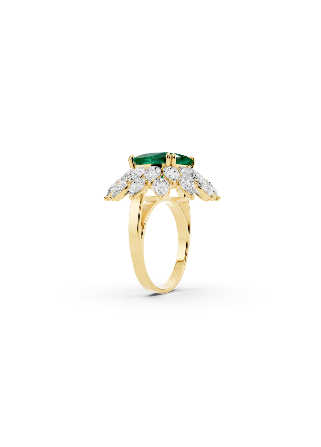 Cushion Emerald Cluster Ring