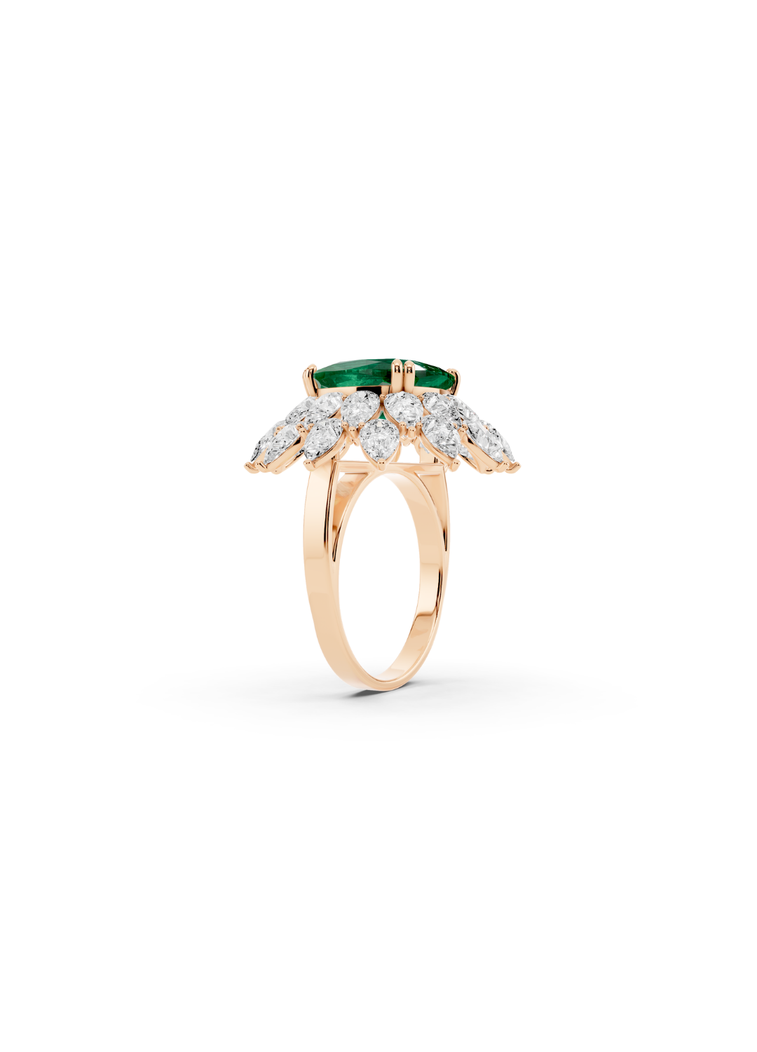 Cushion Emerald Cluster Ring