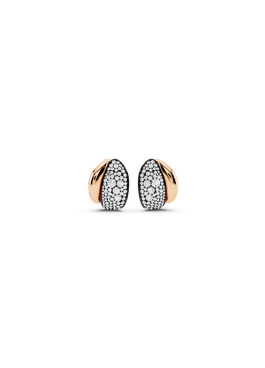 Pavé & Plain Domed Hoop Earring