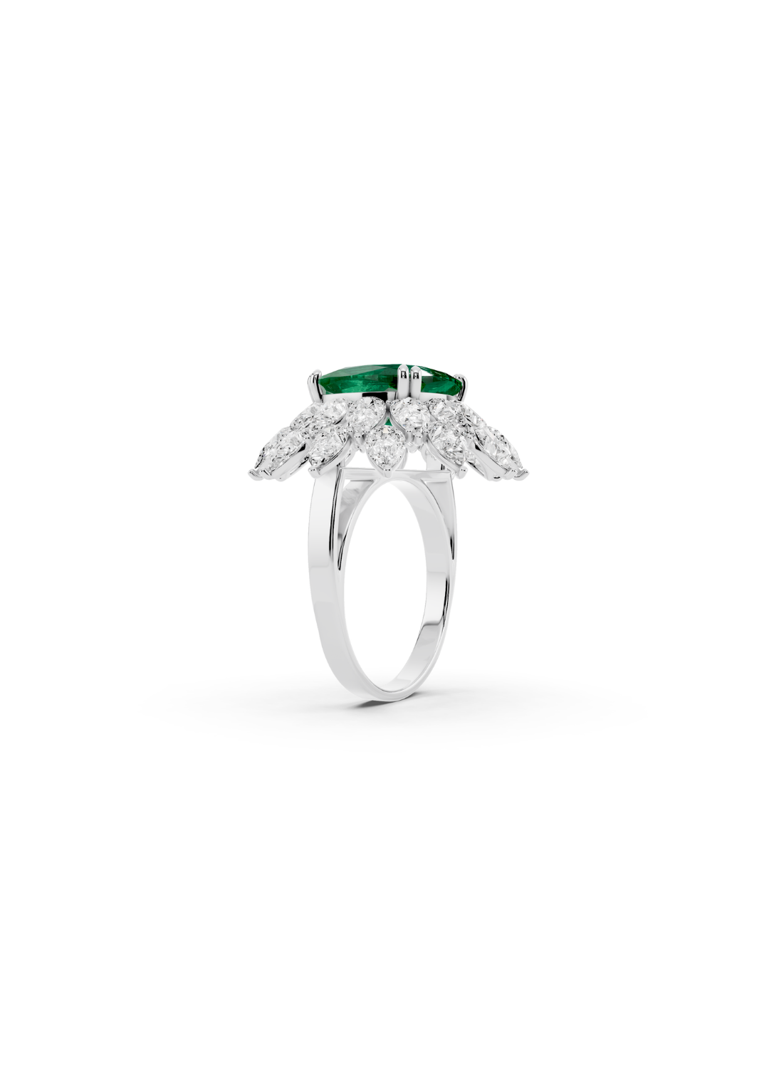 Cushion Emerald Cluster Ring
