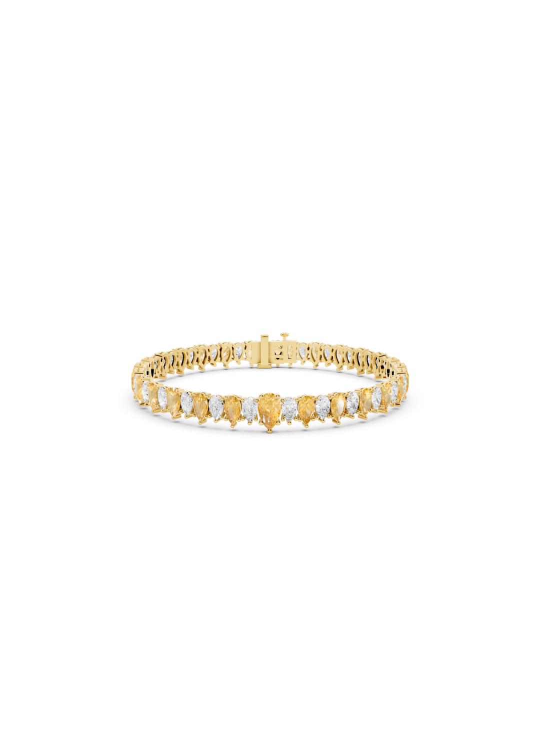 Yellow and White Diamond Alternating Pear Bracelet