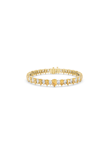 Yellow and White Diamond Alternating Pear Bracelet