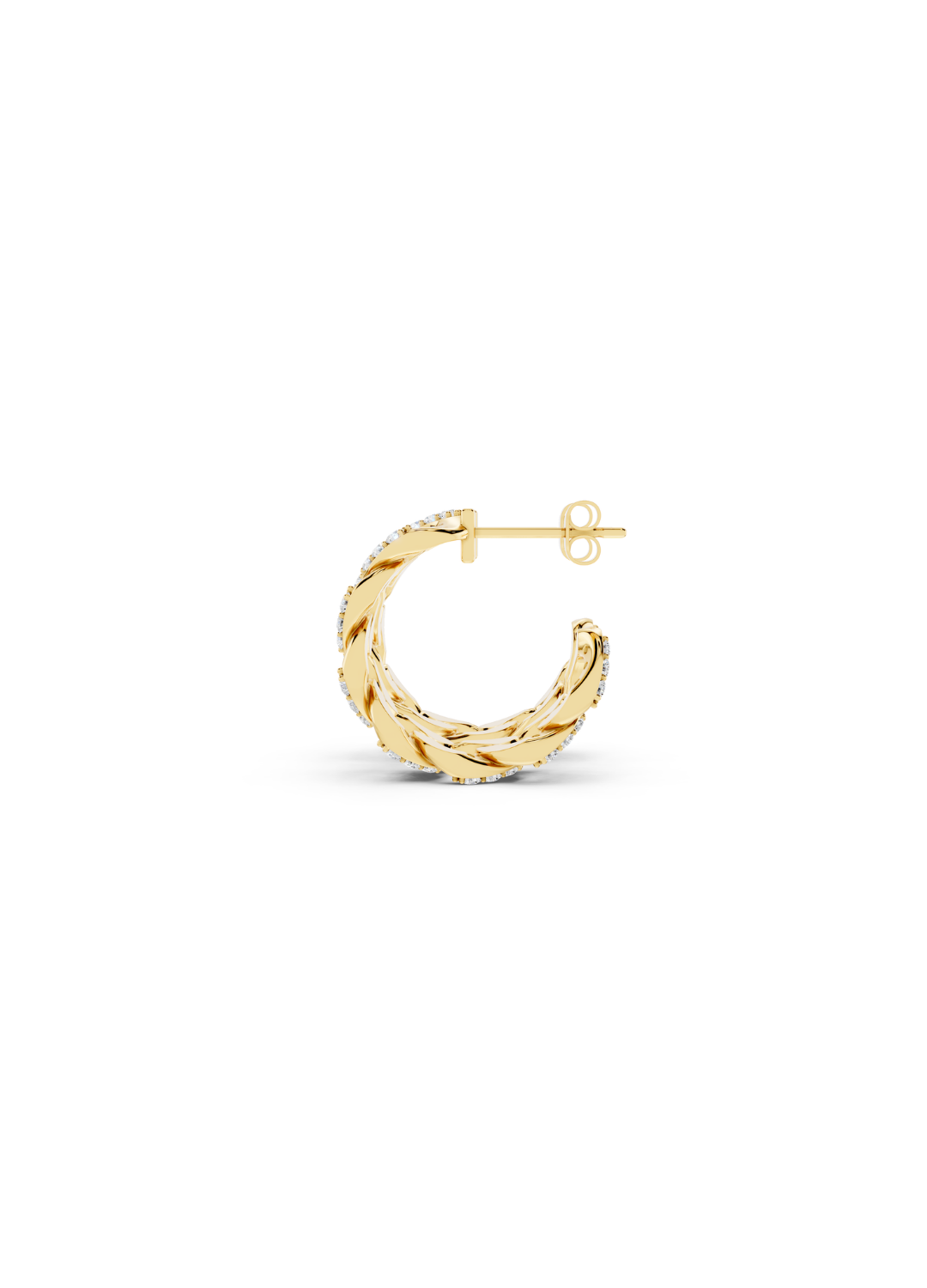 Pave Diamond Cuban Link Hoop Earrings